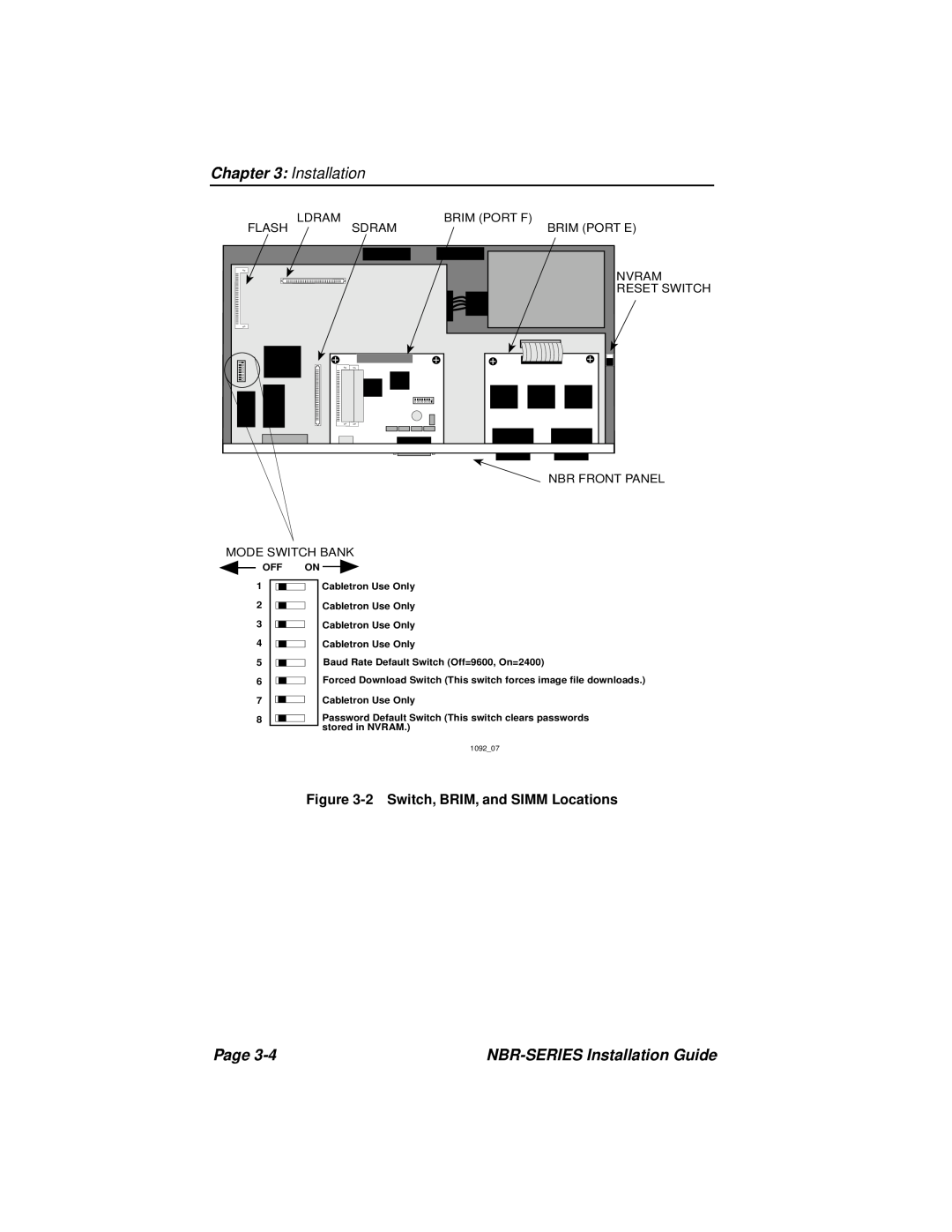 Cabletron Systems NBR-420 Page, NBR-SERIES Installation Guide, 2 Switch, BRIM, and SIMM Locations, Flash, Ldram, Sdram 