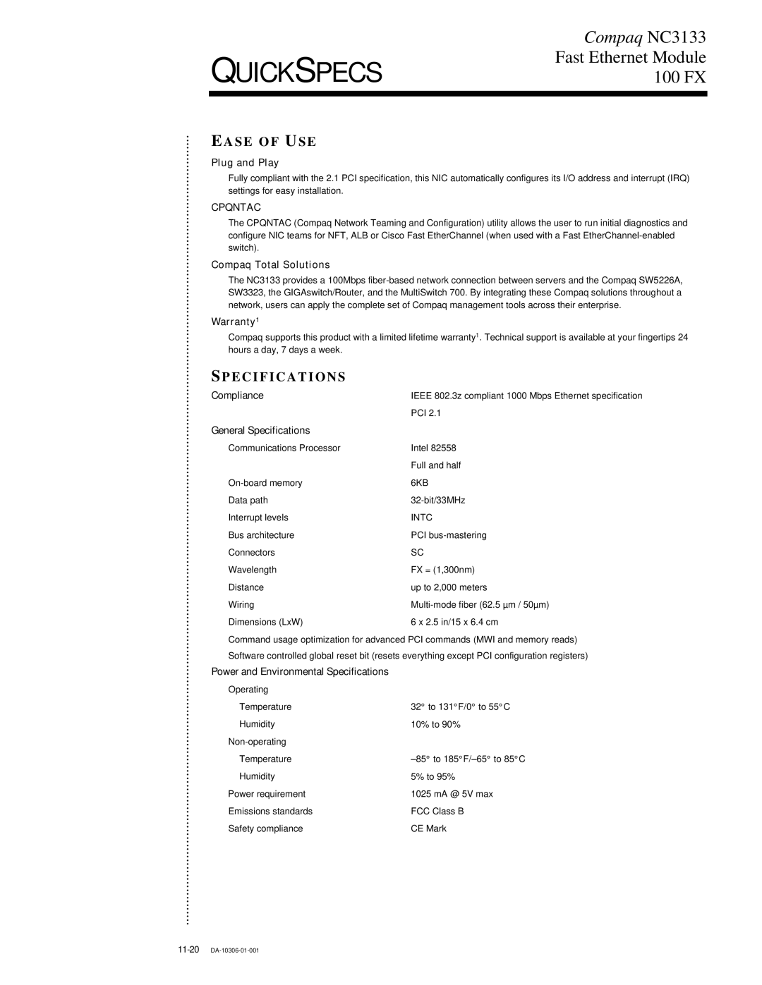 Cabletron Systems NC3133 manual Ease of USE, Pecifications 