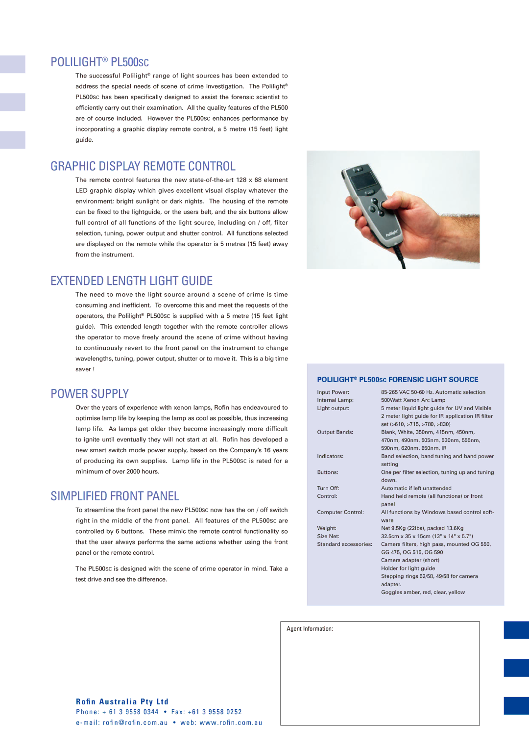 Cabletron Systems PL500sc Polilight PL500SC, Graphic display remote control, Extended length light guide, Power supply 