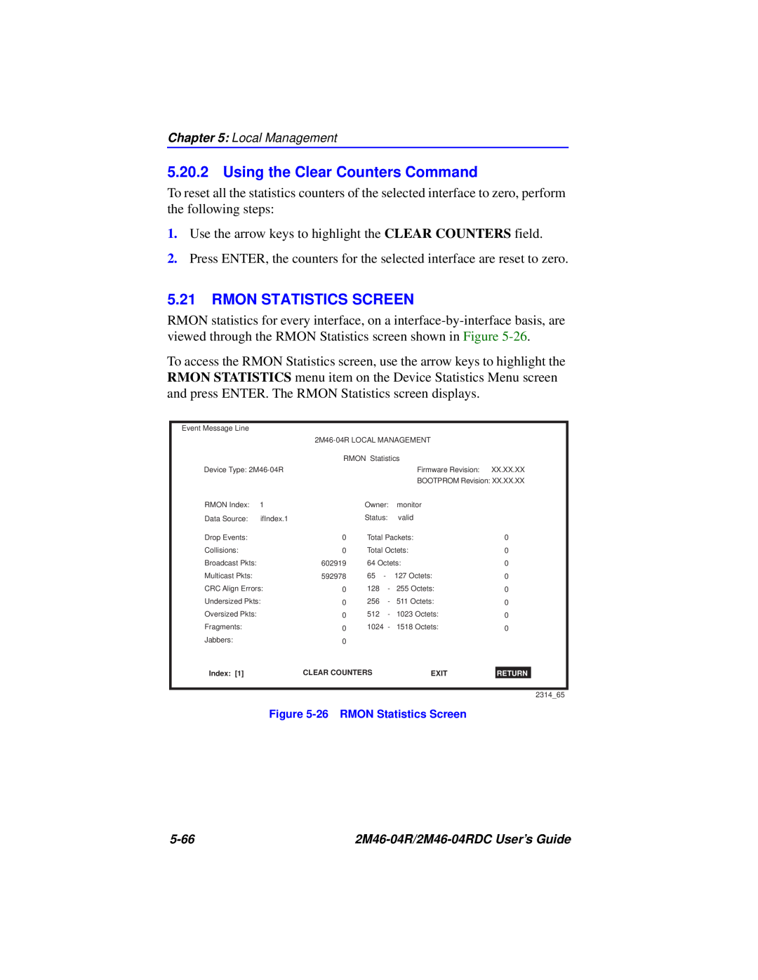 Cabletron Systems pmn manual Using the Clear Counters Command, Rmon Statistics Screen 
