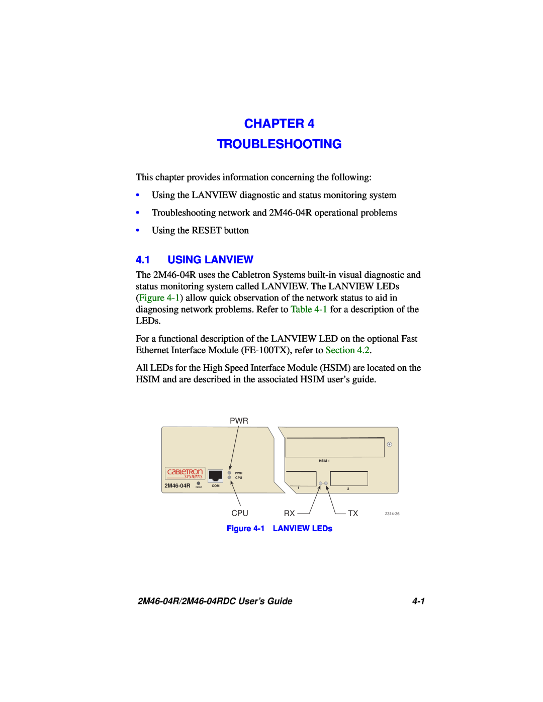 Cabletron Systems pmn manual Chapter Troubleshooting, Using Lanview 