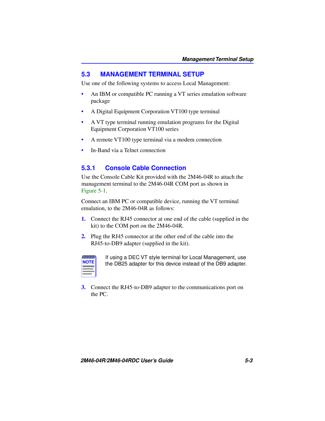 Cabletron Systems pmn manual Management Terminal Setup, Console Cable Connection 