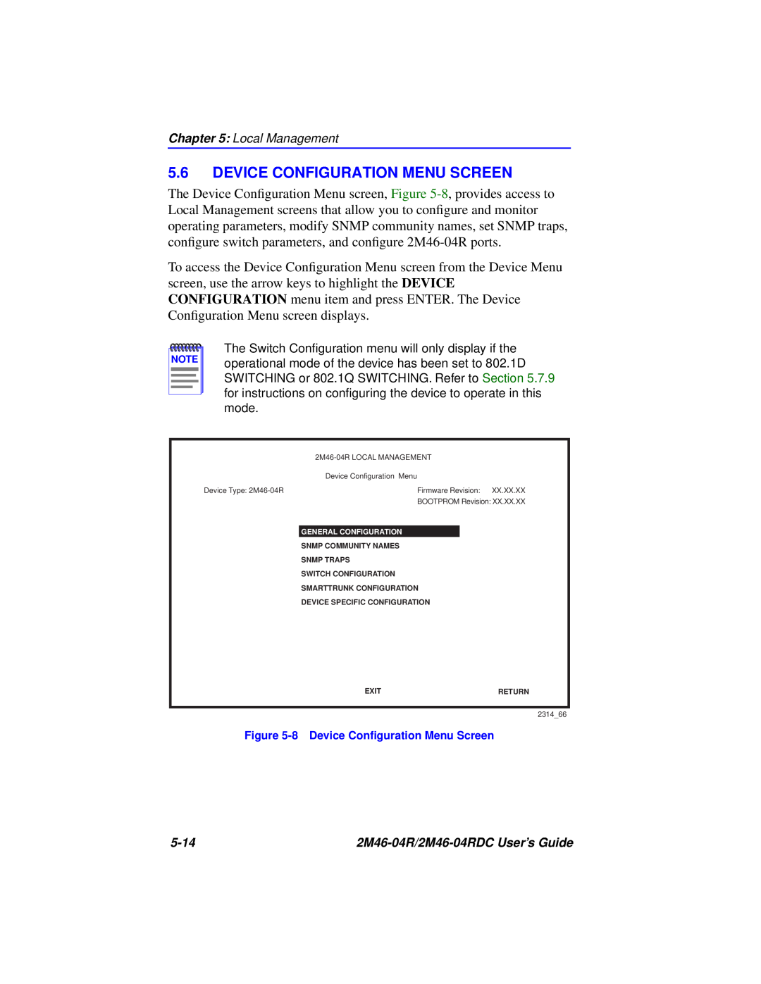 Cabletron Systems pmn manual Device Configuration Menu Screen, 8 Device Conﬁguration Menu Screen 