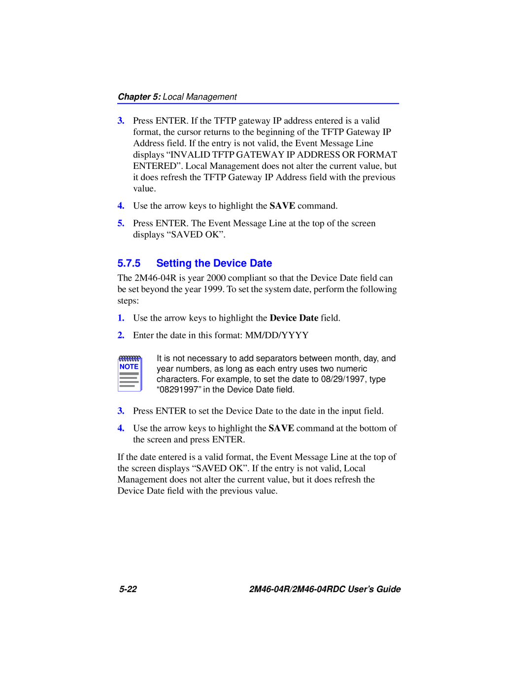 Cabletron Systems pmn manual Setting the Device Date 