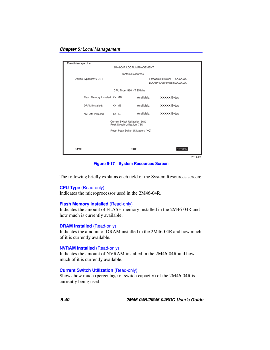 Cabletron Systems pmn manual The following brieﬂy explains each ﬁeld of the System Resources screen 
