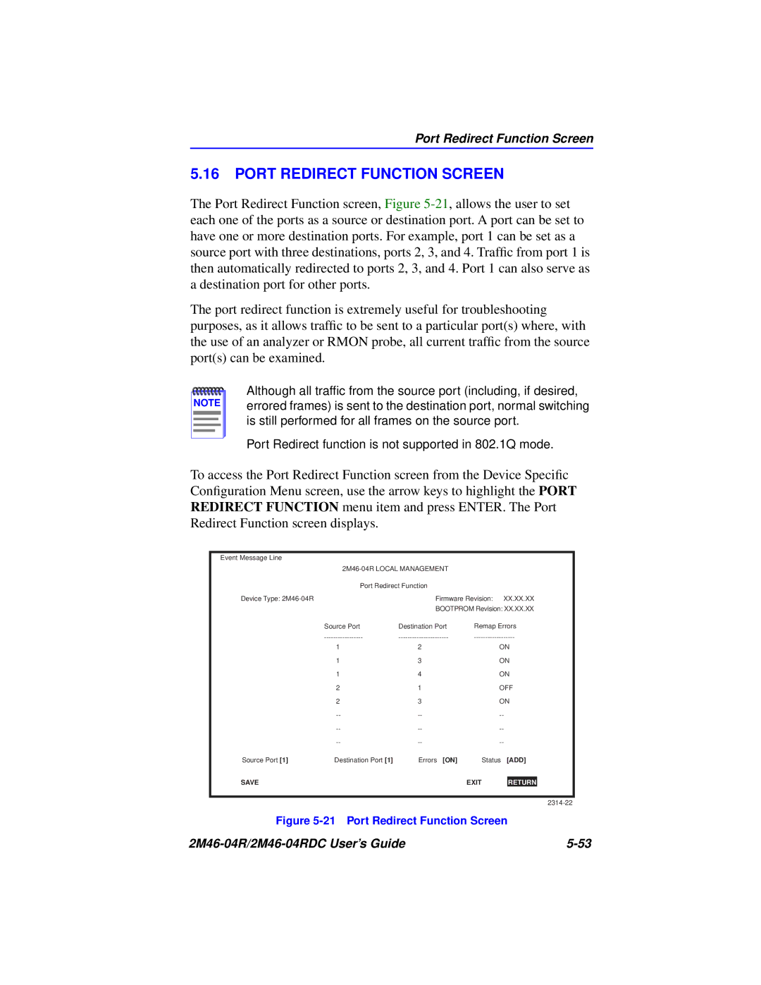 Cabletron Systems pmn manual Port Redirect Function Screen 