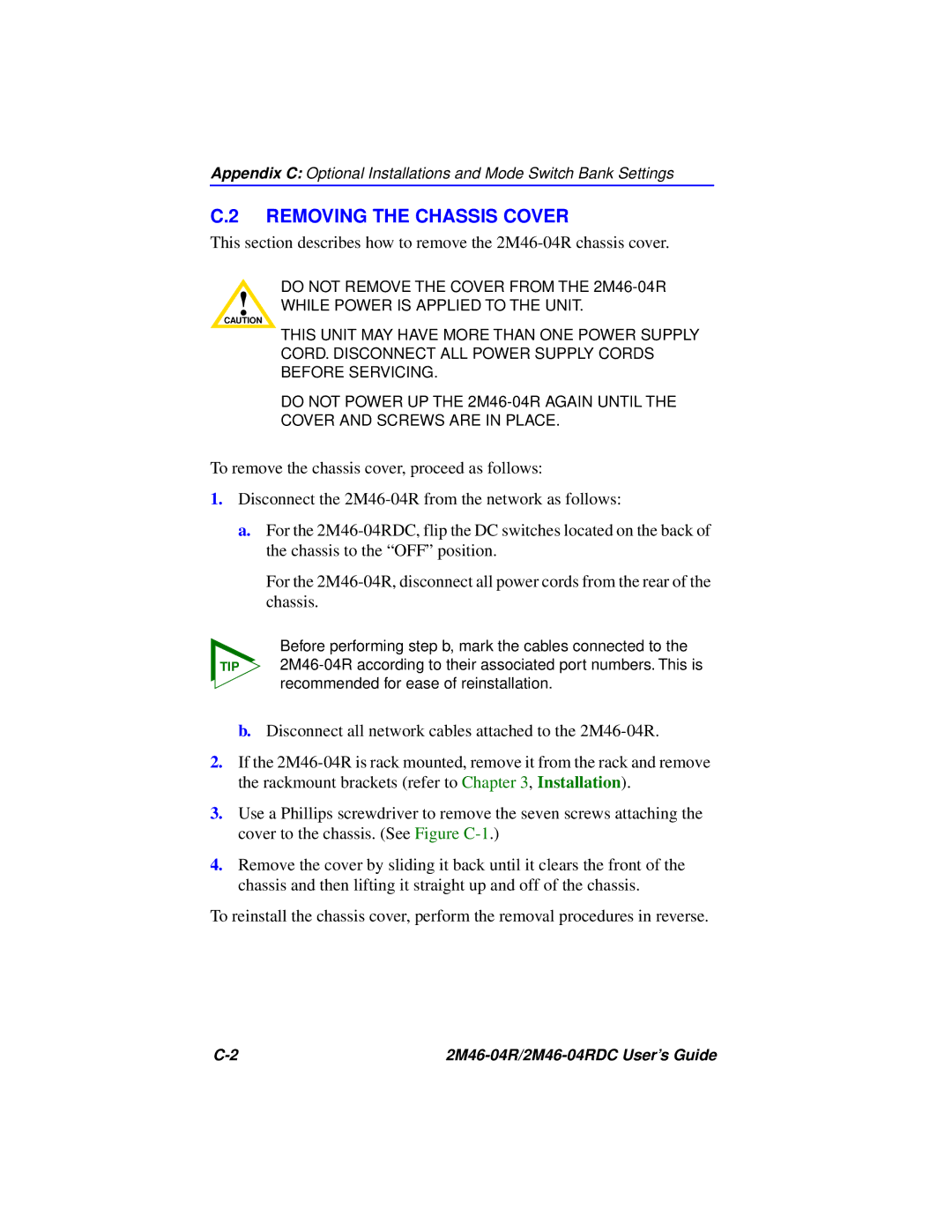 Cabletron Systems pmn manual Removing the Chassis Cover 