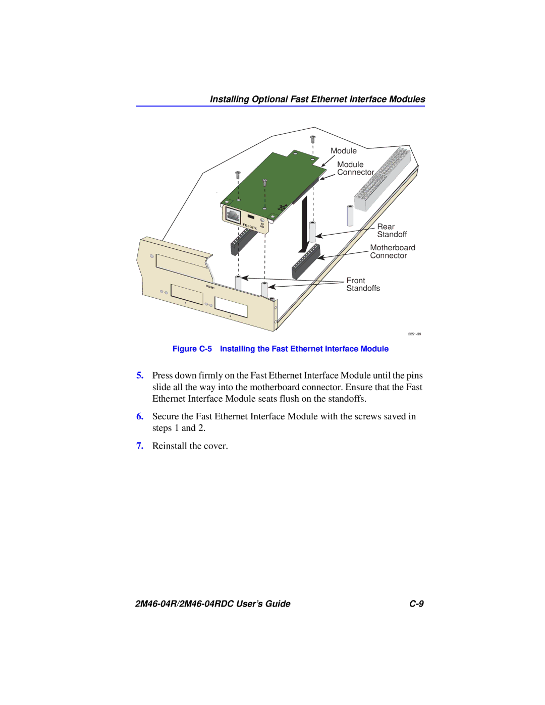 Cabletron Systems pmn manual Figure C-5 Installing the Fast Ethernet Interface Module 