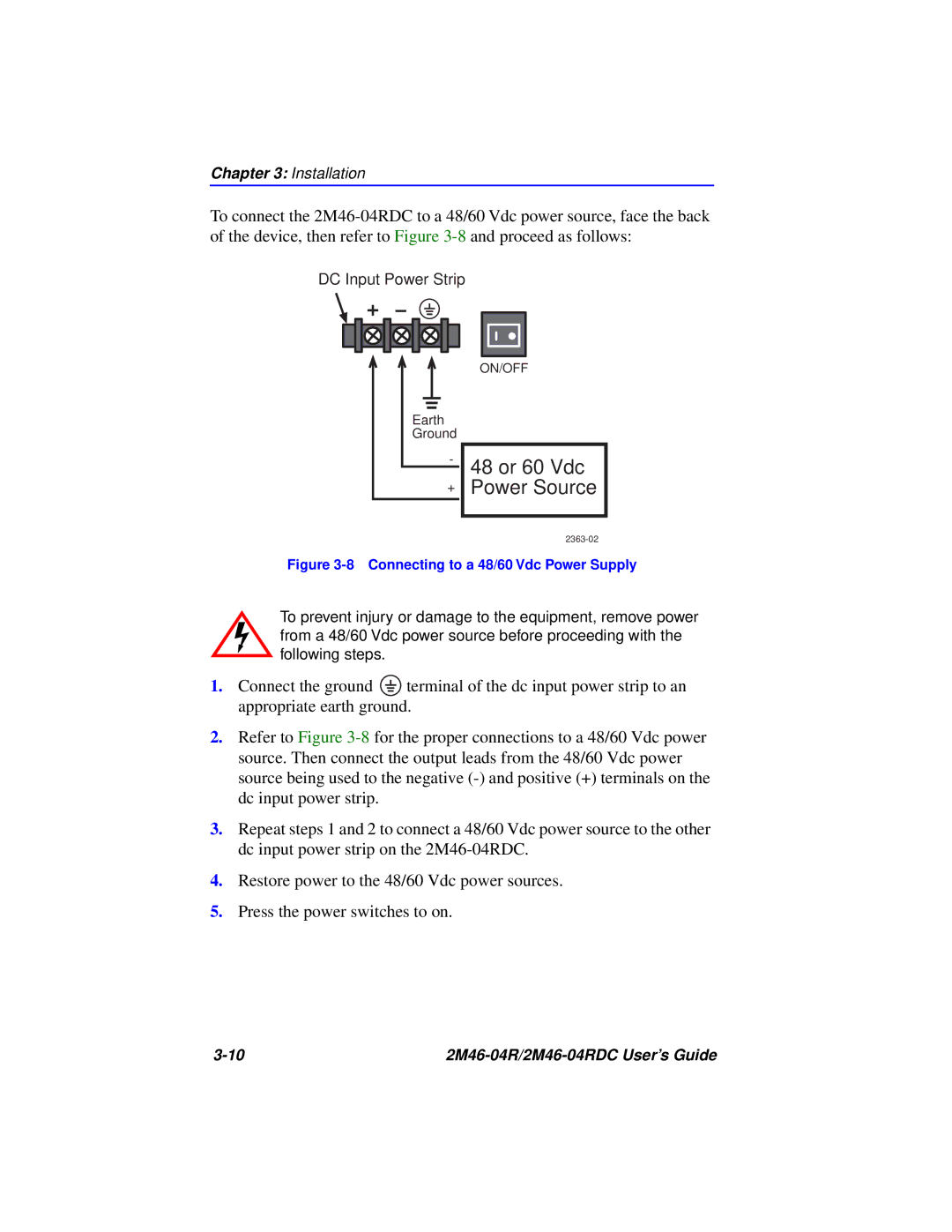 Cabletron Systems pmn manual 48 or 60 Vdc Power Source 