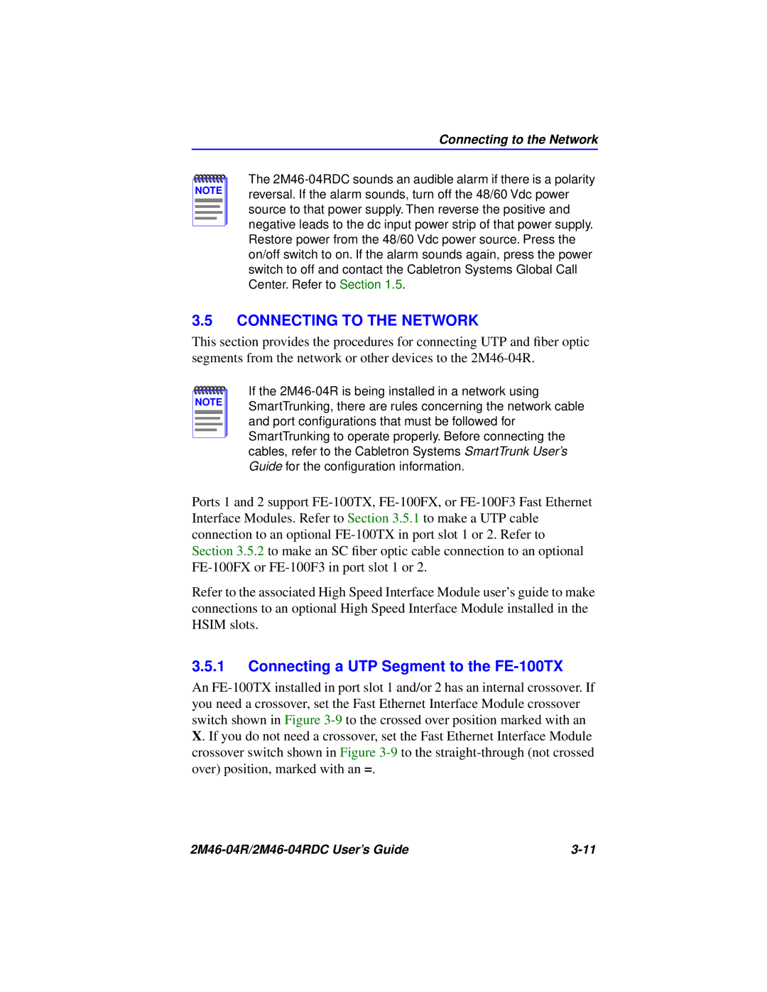 Cabletron Systems pmn manual Connecting to the Network, Connecting a UTP Segment to the FE-100TX 