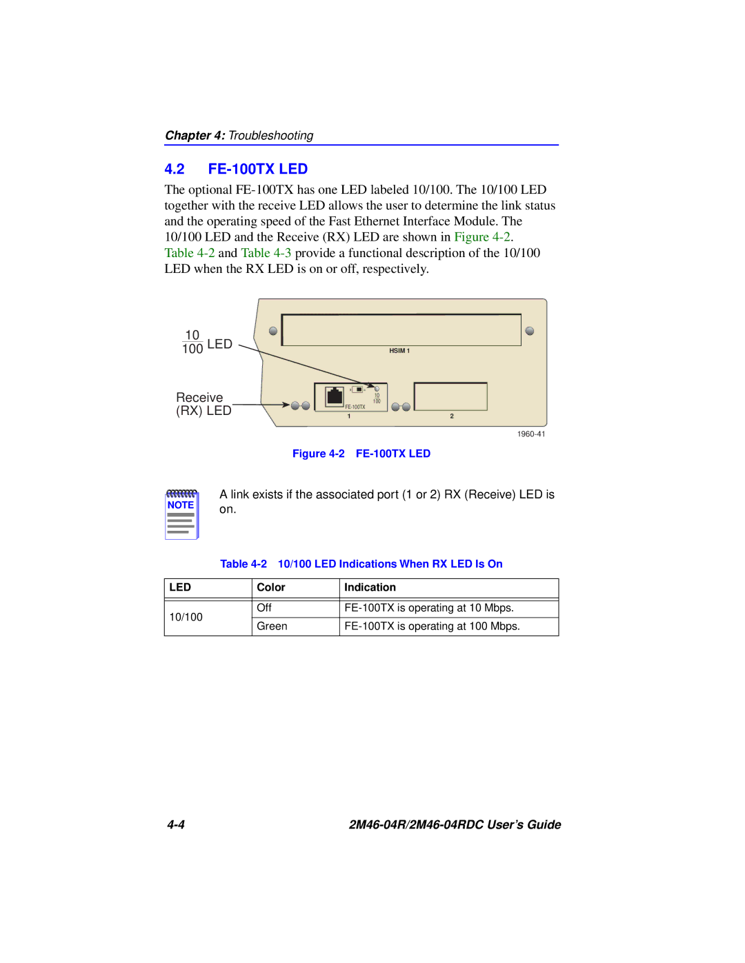 Cabletron Systems pmn manual FE-100TX LED, Receive RX LED 