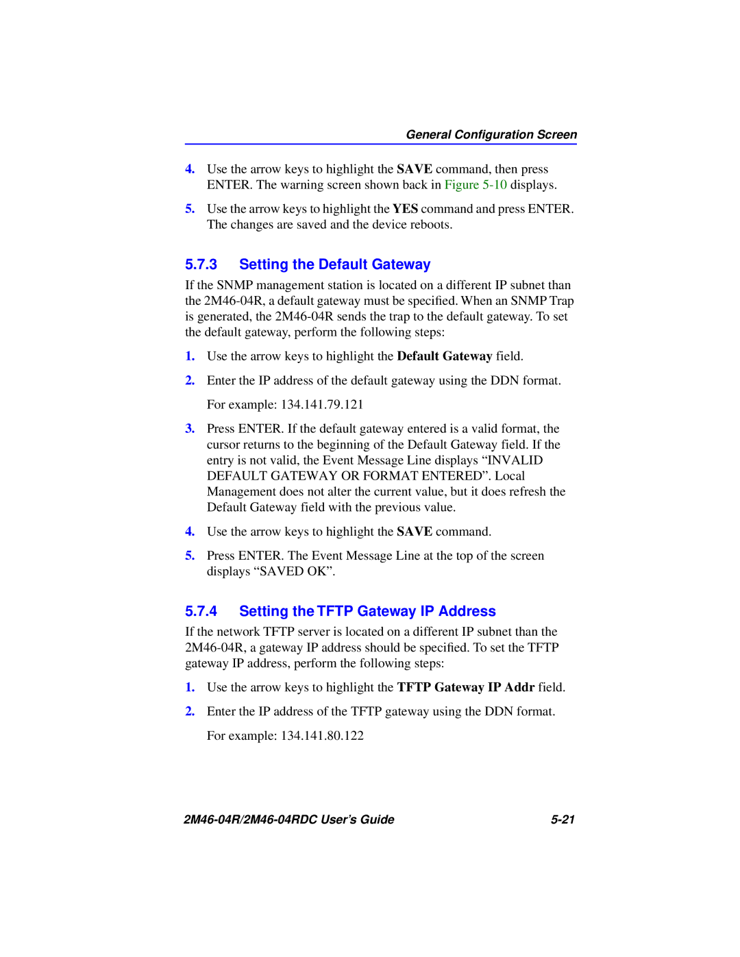 Cabletron Systems pmn manual Setting the Default Gateway, Setting the Tftp Gateway IP Address 