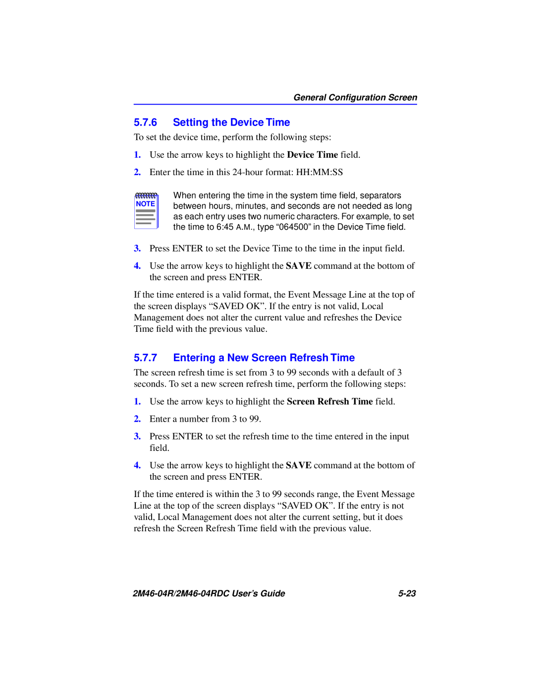 Cabletron Systems pmn manual Setting the Device Time, Entering a New Screen Refresh Time 