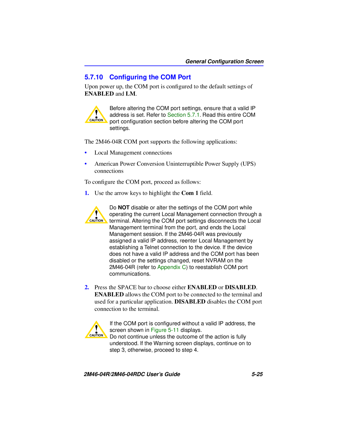 Cabletron Systems pmn manual 10 Conﬁguring the COM Port 