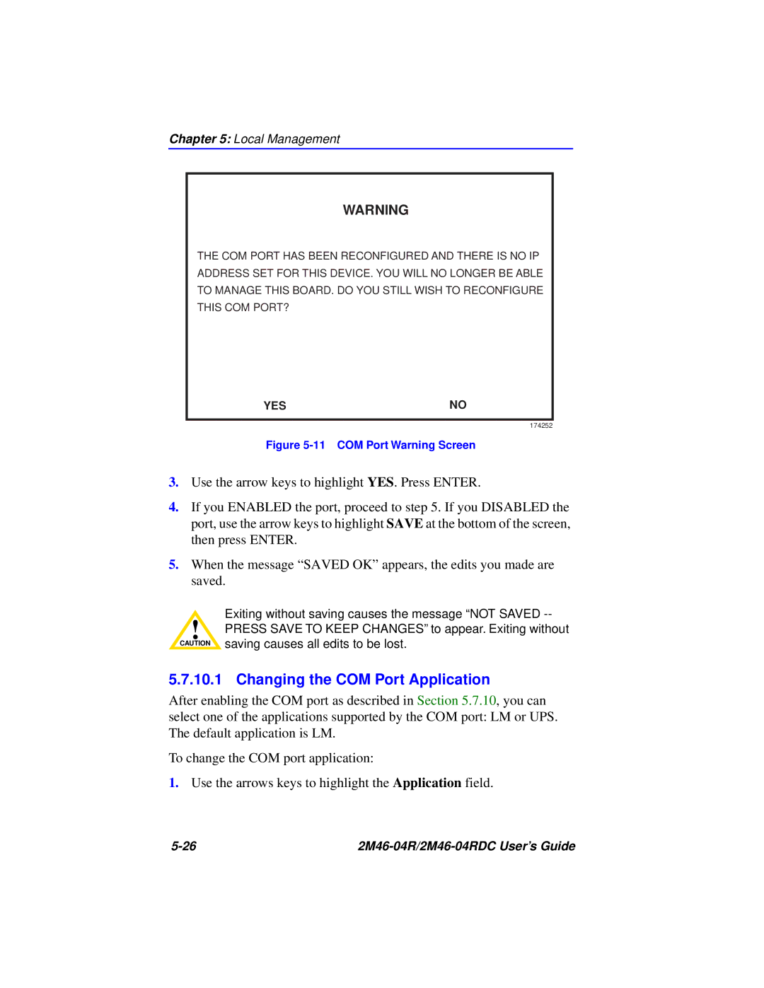 Cabletron Systems pmn manual Changing the COM Port Application, COM Port Warning Screen 