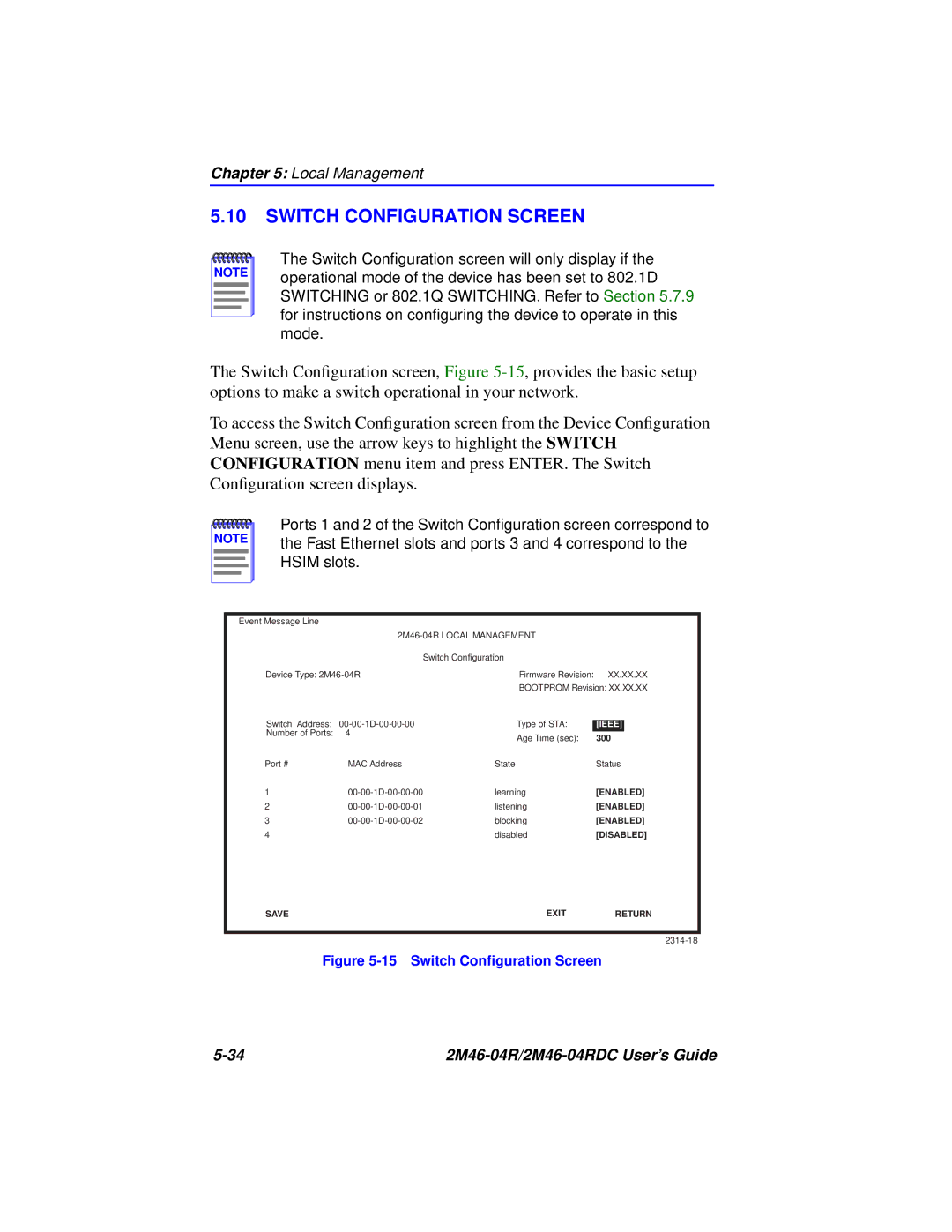 Cabletron Systems pmn manual Switch Configuration Screen, Ieee 