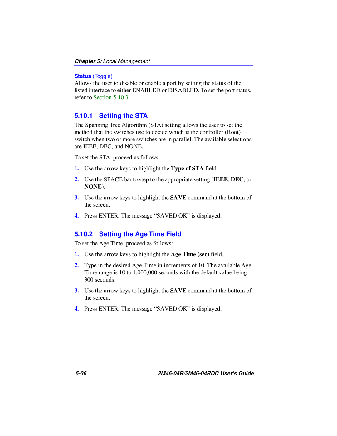 Cabletron Systems pmn manual Setting the STA, Setting the Age Time Field 