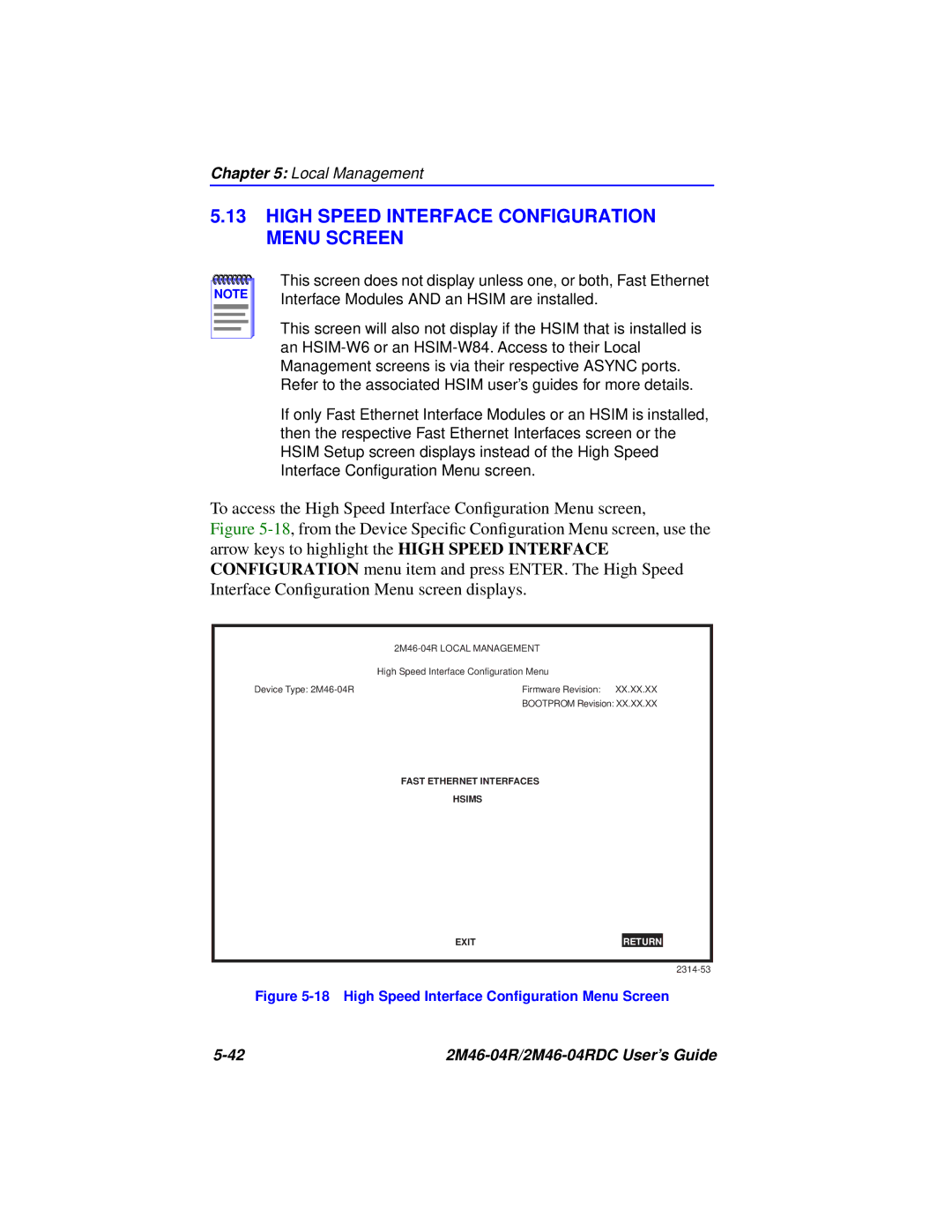 Cabletron Systems pmn manual High Speed Interface Configuration Menu Screen 