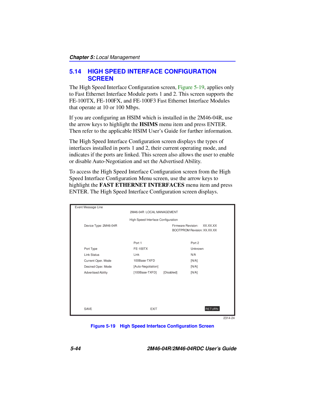 Cabletron Systems pmn manual High Speed Interface Configuration Screen, High Speed Interface Conﬁguration Screen 