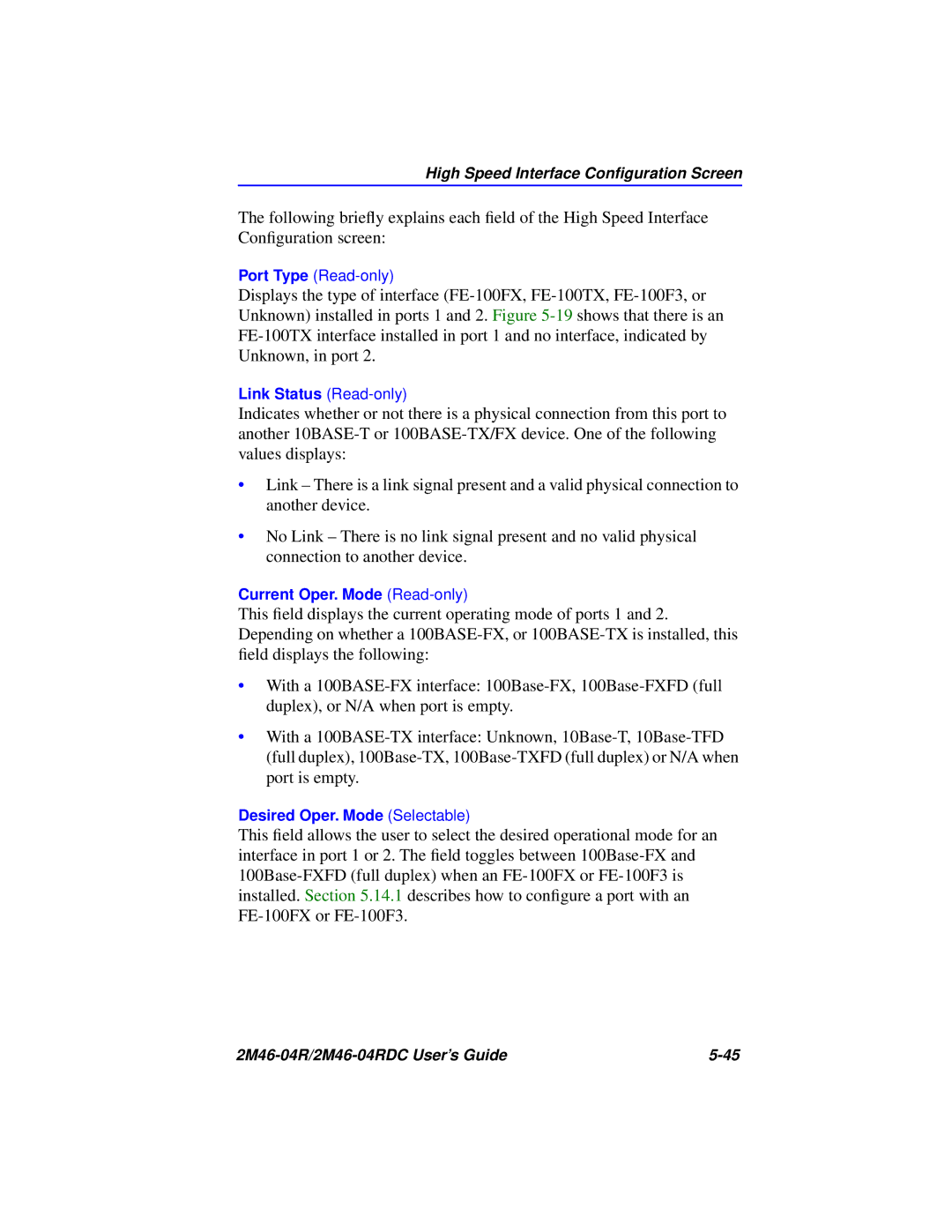 Cabletron Systems pmn manual High Speed Interface Conﬁguration Screen 