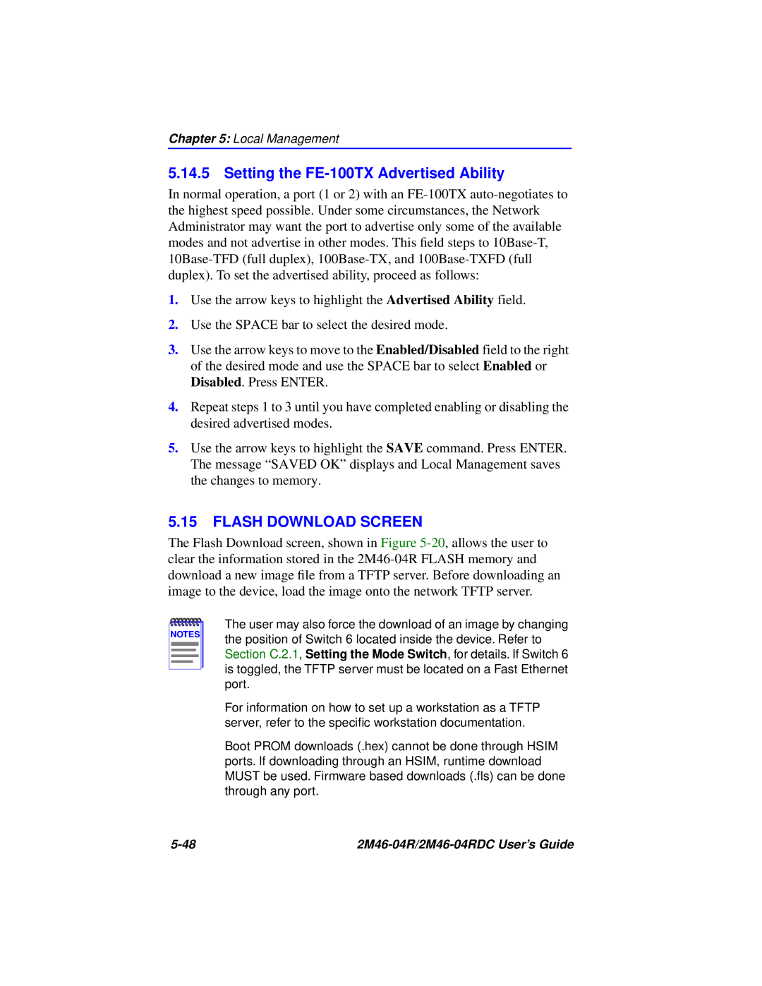 Cabletron Systems pmn manual Setting the FE-100TX Advertised Ability, Flash Download Screen 