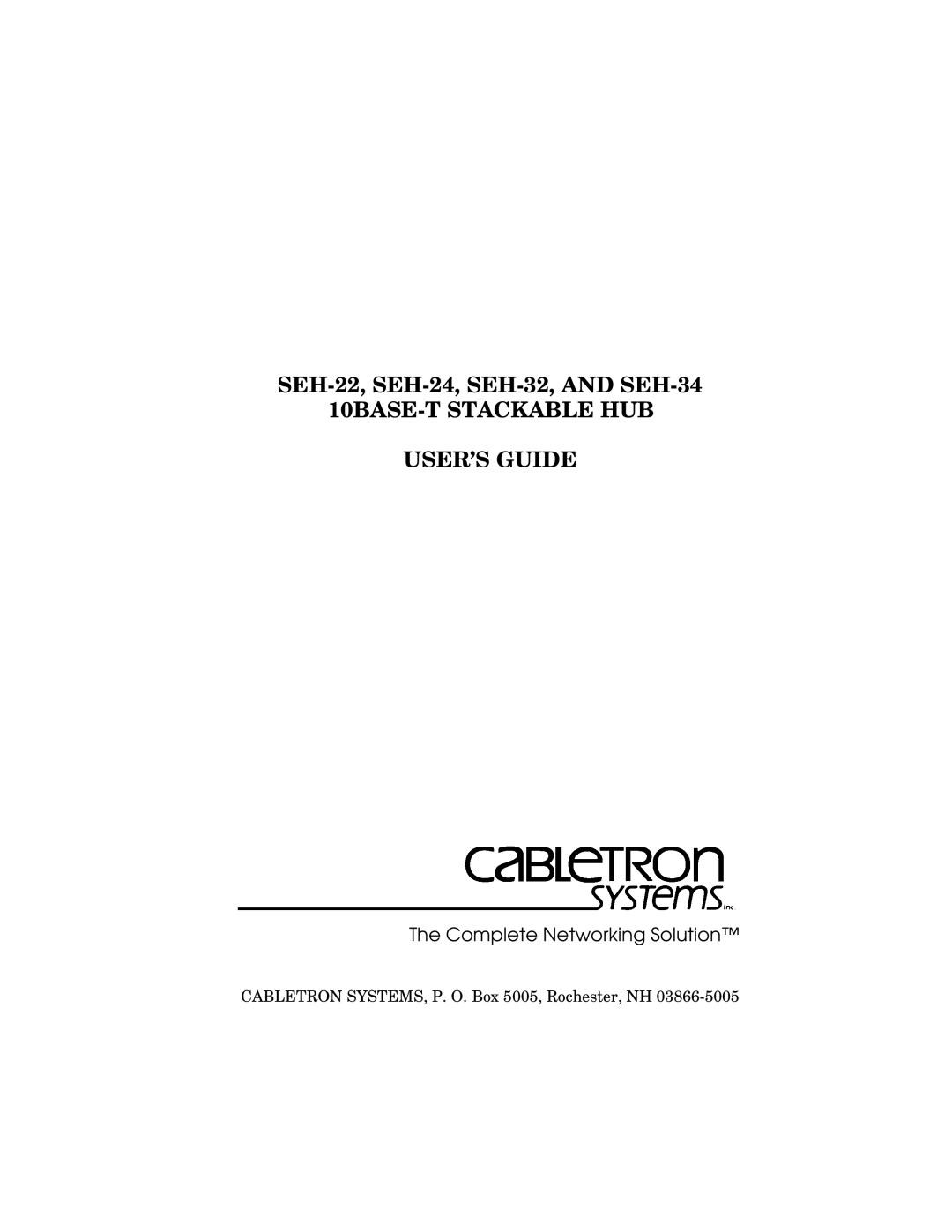 Cabletron Systems SEH-34, SEH-32, SEH-24 manual 10BASE-T Stackable HUB USER’S Guide 