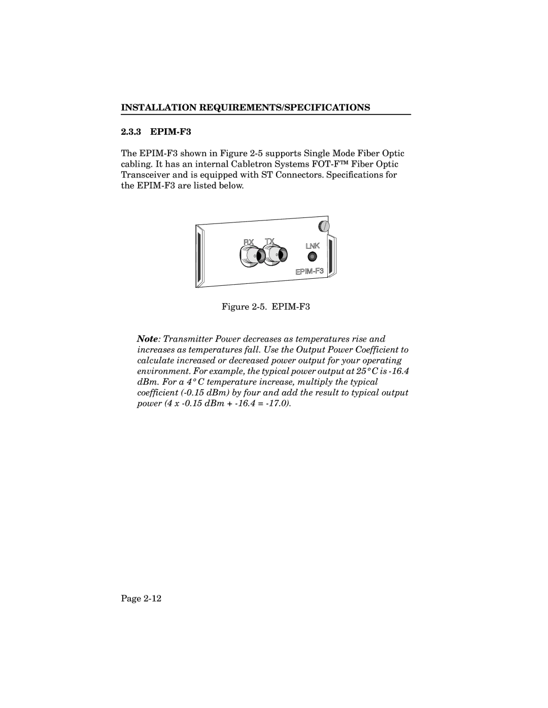 Cabletron Systems SEH-32, SEH-34, SEH-24 manual EPIM-F3 