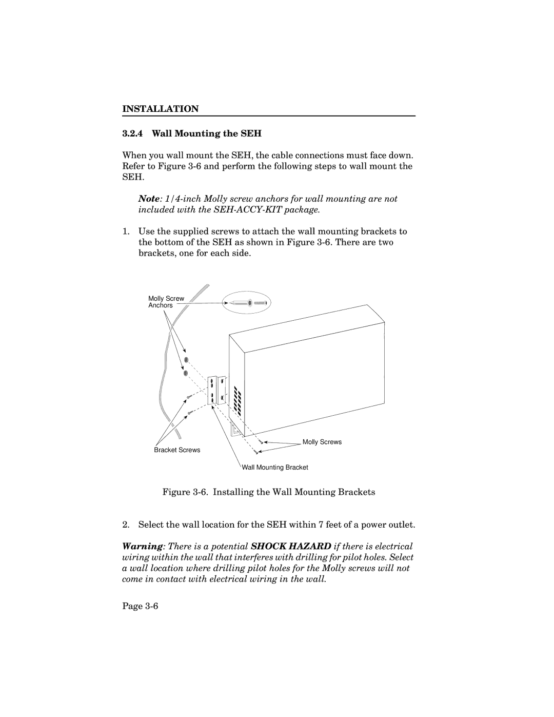 Cabletron Systems SEH-32, SEH-34, SEH-24 manual Wall Mounting the SEH 