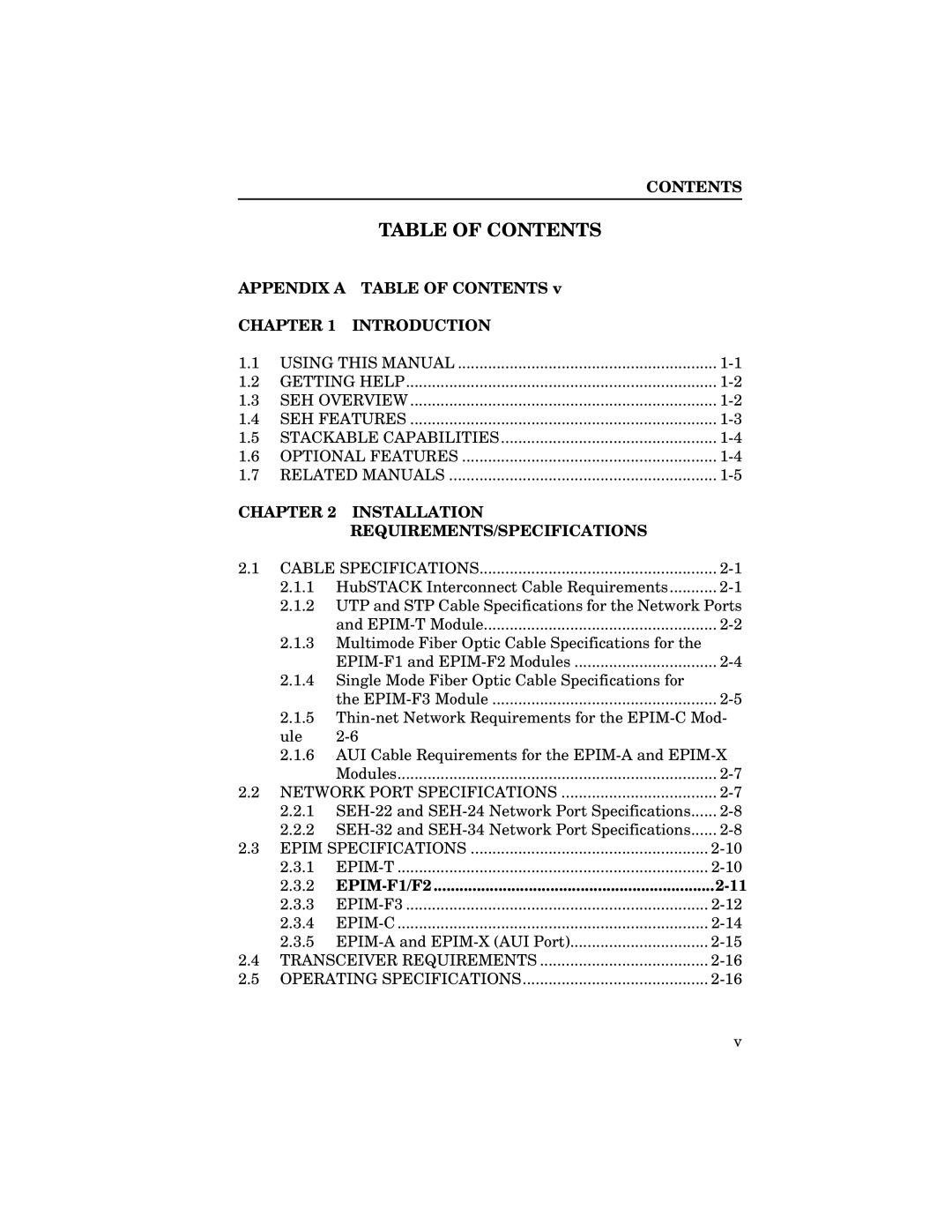 Cabletron Systems SEH-32, SEH-34, SEH-24 manual Table of Contents 