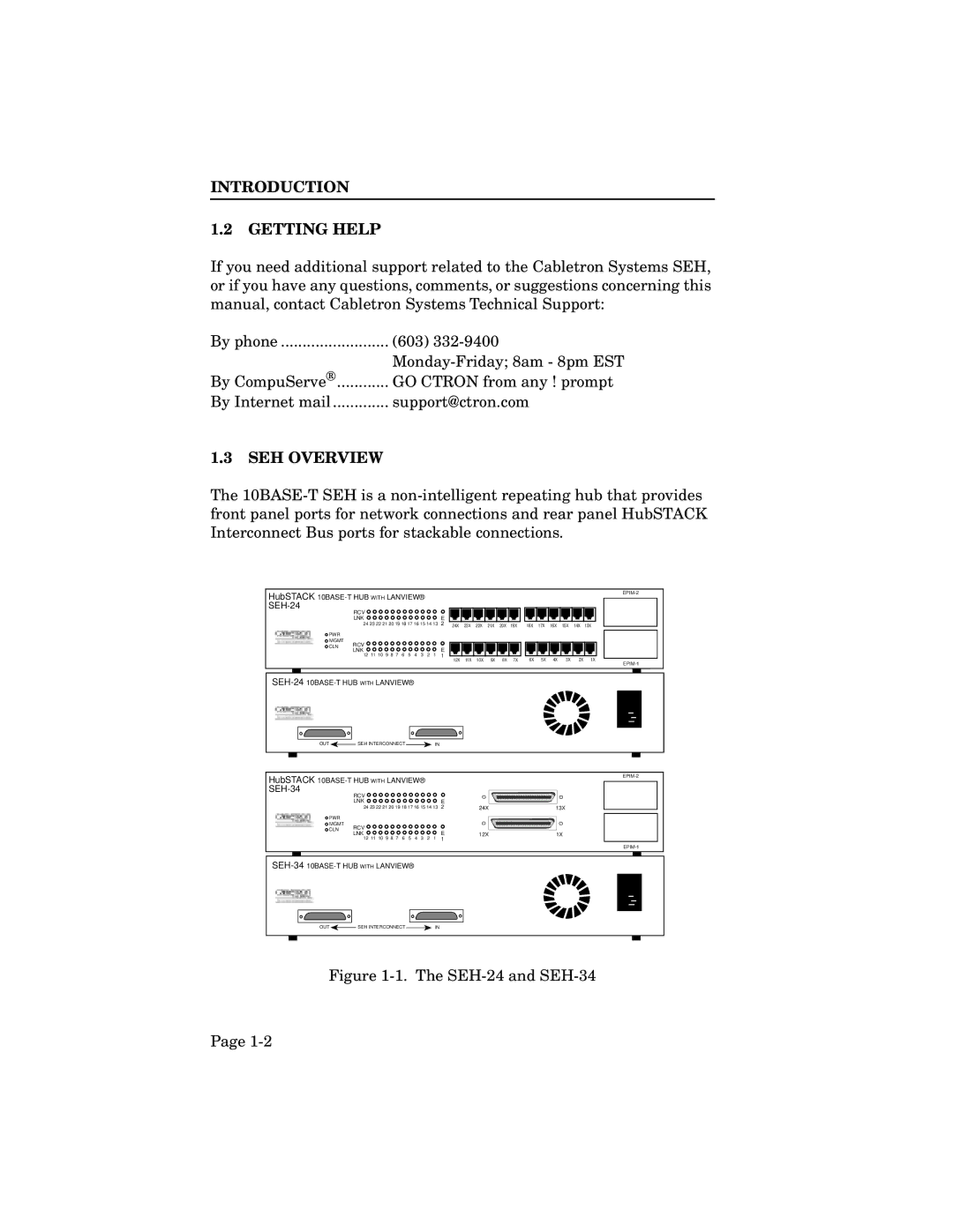 Cabletron Systems SEH-32, SEH-34, SEH-24 manual Introduction Getting Help, SEH Overview 