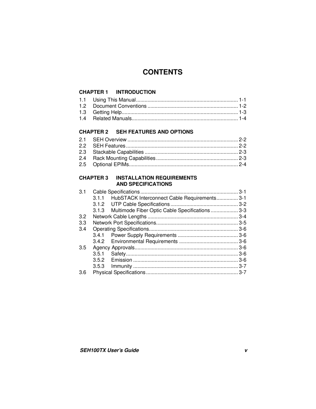 Cabletron Systems SEH100TX-22 manual Contents 