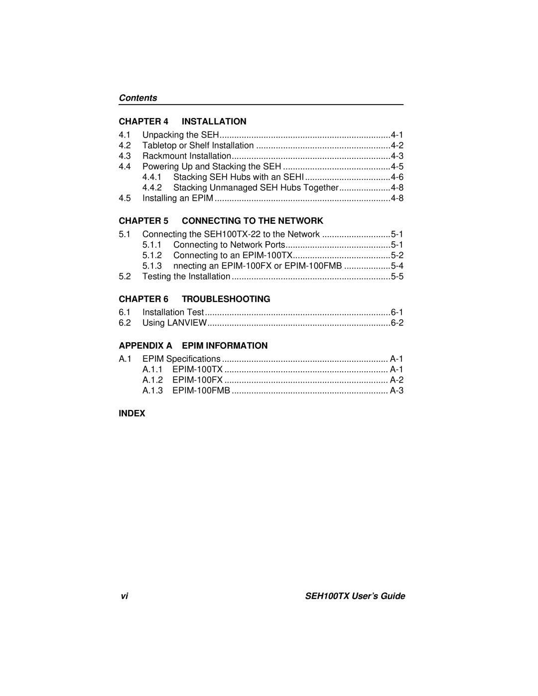 Cabletron Systems SEH100TX-22 manual Contents 