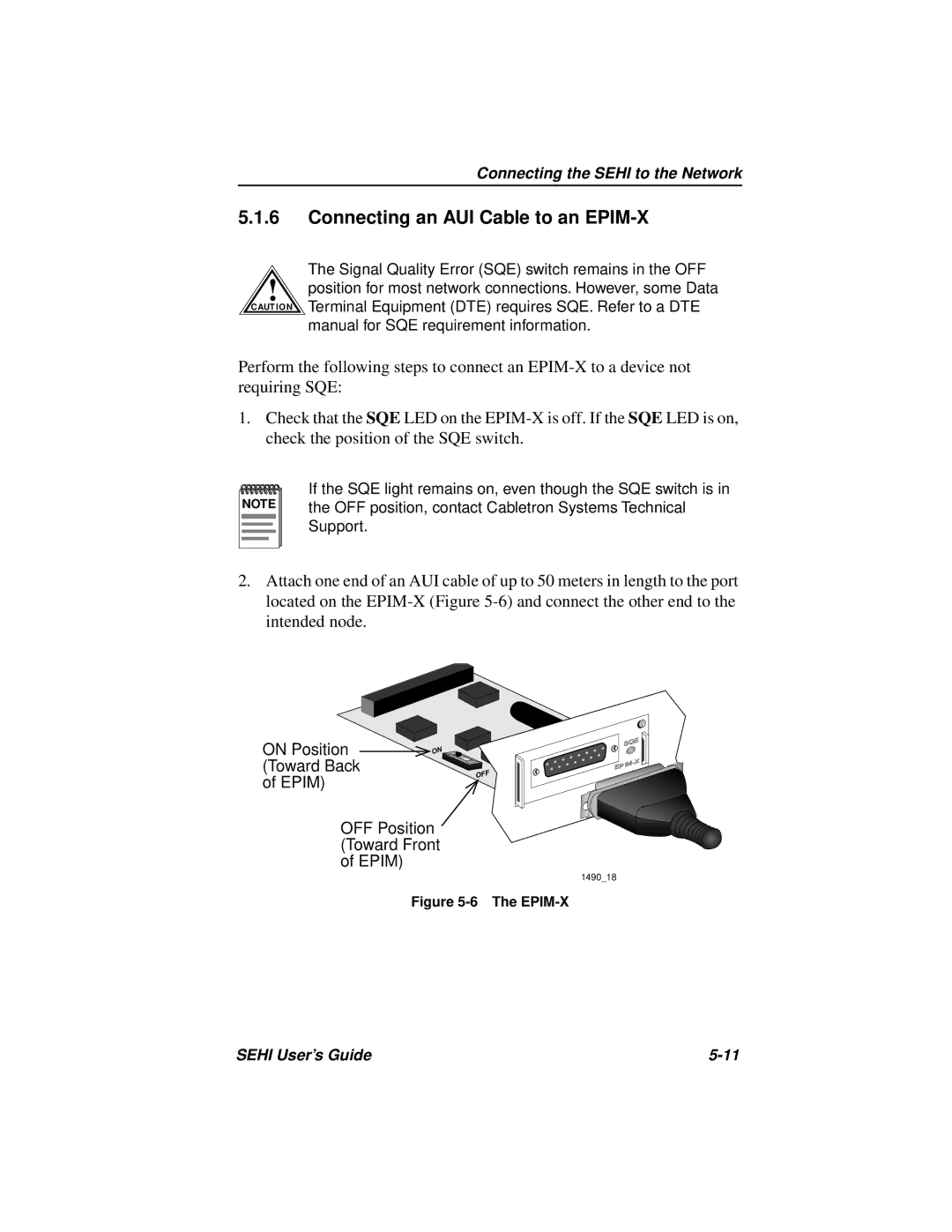 Cabletron Systems SEHI-22FL manual Connecting an AUI Cable to an EPIM-X, Epim-X 