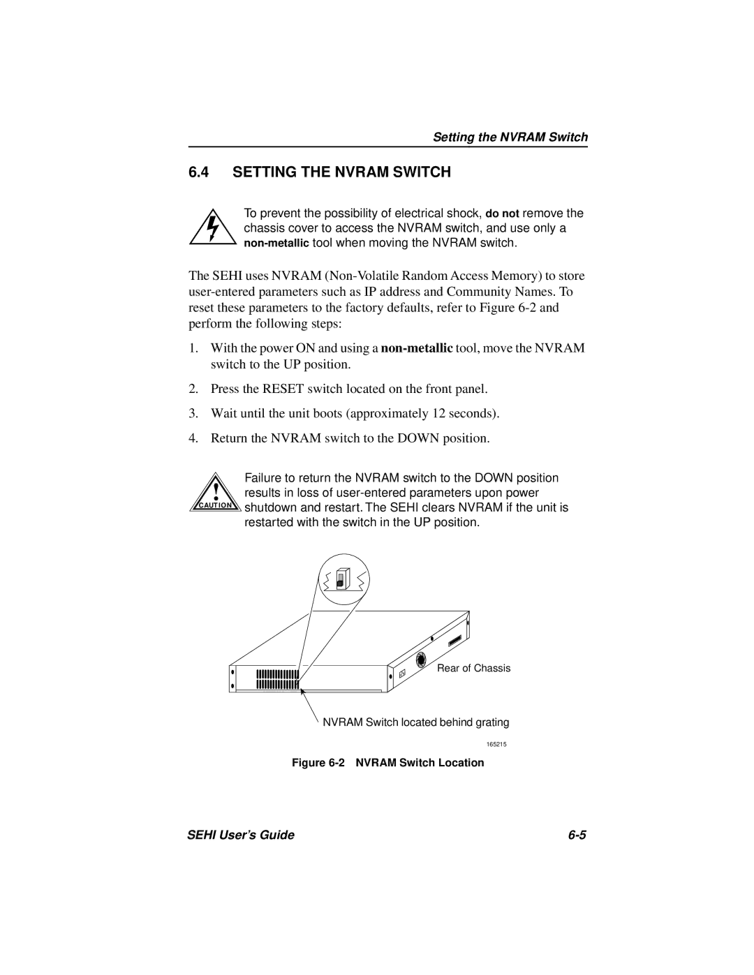 Cabletron Systems SEHI-22FL manual Setting the Nvram Switch, Nvram Switch Location 