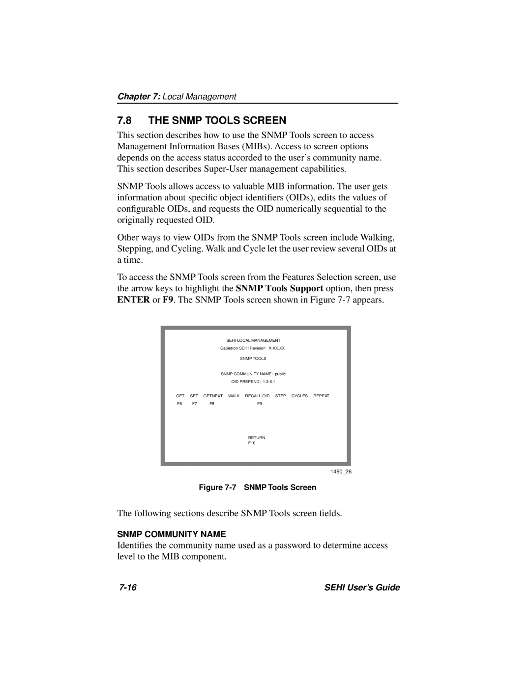 Cabletron Systems SEHI-22FL manual Snmp Tools Screen 