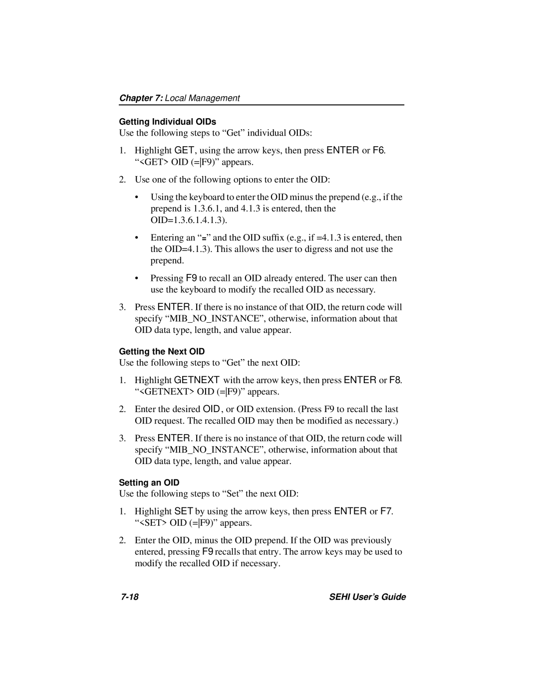 Cabletron Systems SEHI-22FL manual Getting Individual OIDs 