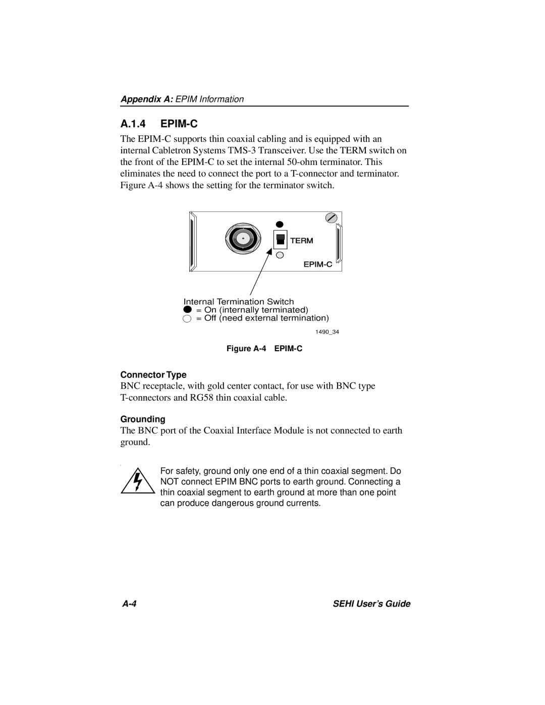 Cabletron Systems SEHI-22FL manual Epim-C, Figure A-4 EPIM-C 