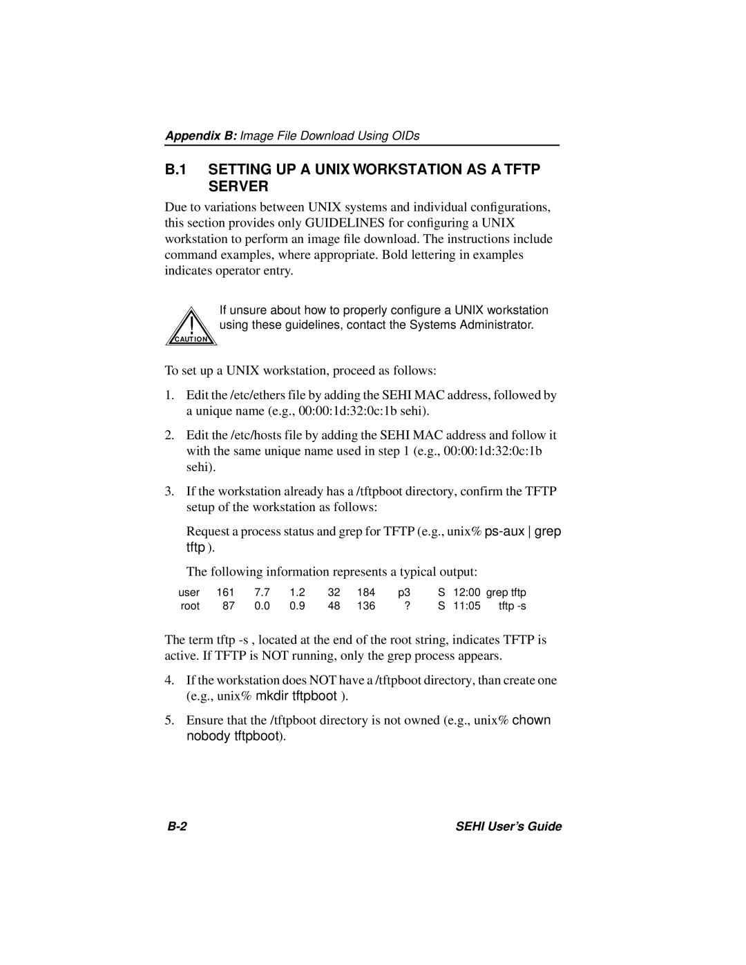 Cabletron Systems SEHI-22FL manual Setting UP a Unix Workstation AS a Tftp Server 