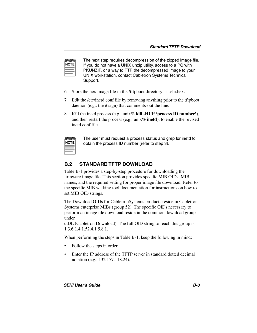 Cabletron Systems SEHI-22FL manual Standard Tftp Download 