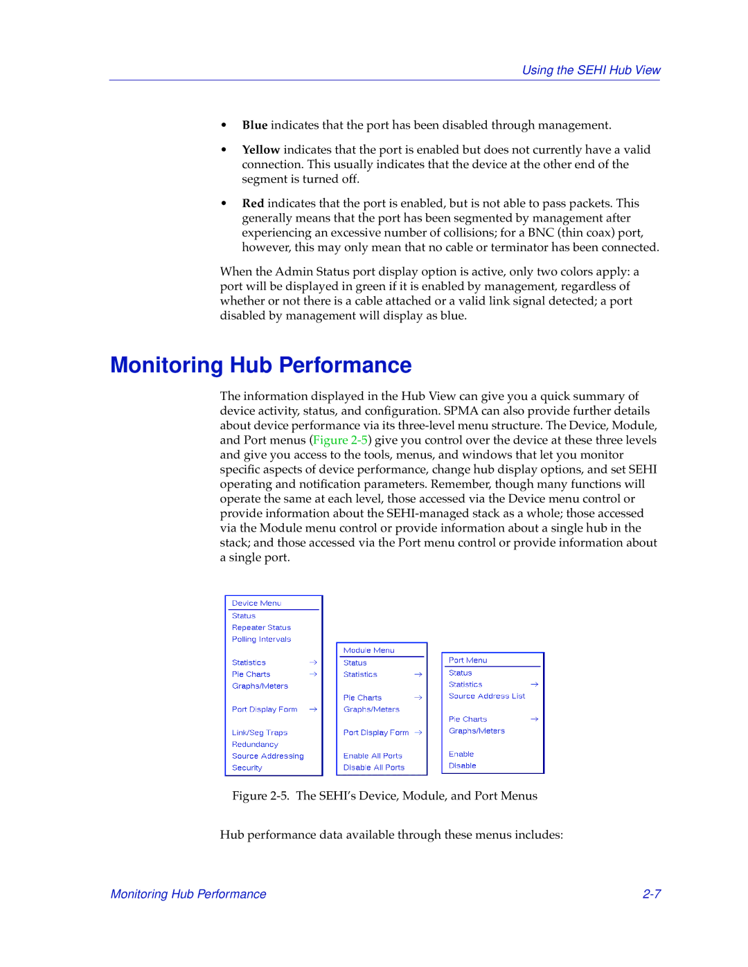 Cabletron Systems SEHI-22/24, SEHI-32/34 manual Monitoring Hub Performance 