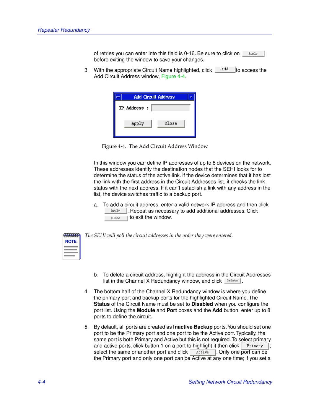 Cabletron Systems SEHI-32/34, SEHI-22/24 manual Add Circuit Address Window 