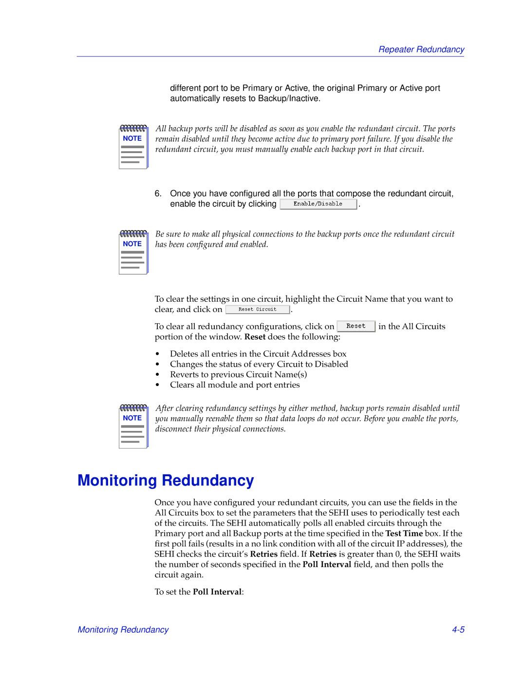 Cabletron Systems SEHI-22/24, SEHI-32/34 manual Monitoring Redundancy, To set the Poll Interval 