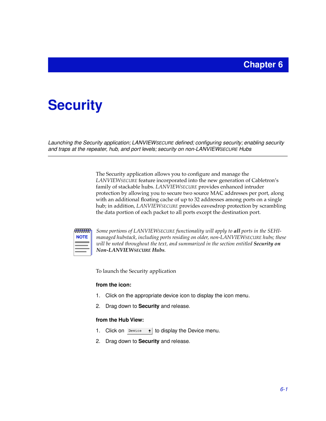 Cabletron Systems SEHI-22/24, SEHI-32/34 manual Security 