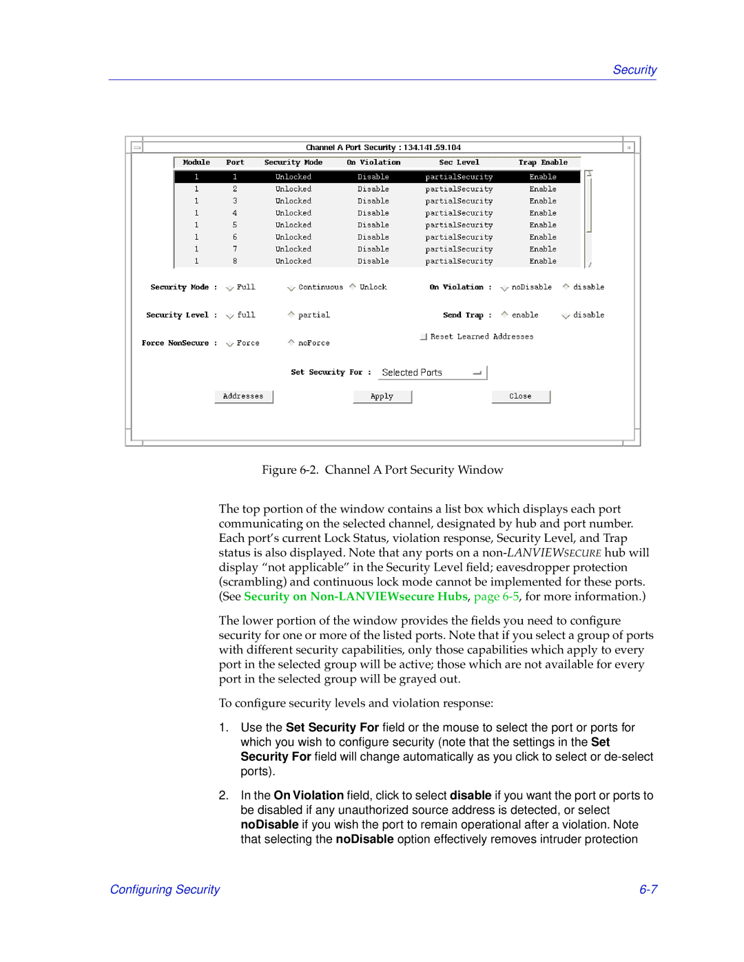 Cabletron Systems SEHI-22/24, SEHI-32/34 manual Security 