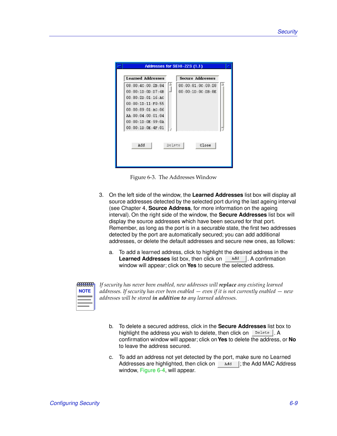 Cabletron Systems SEHI-22/24, SEHI-32/34 manual Addresses Window 