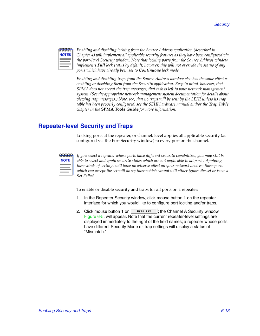 Cabletron Systems SEHI-22/24, SEHI-32/34 manual Repeater-level Security and Traps 