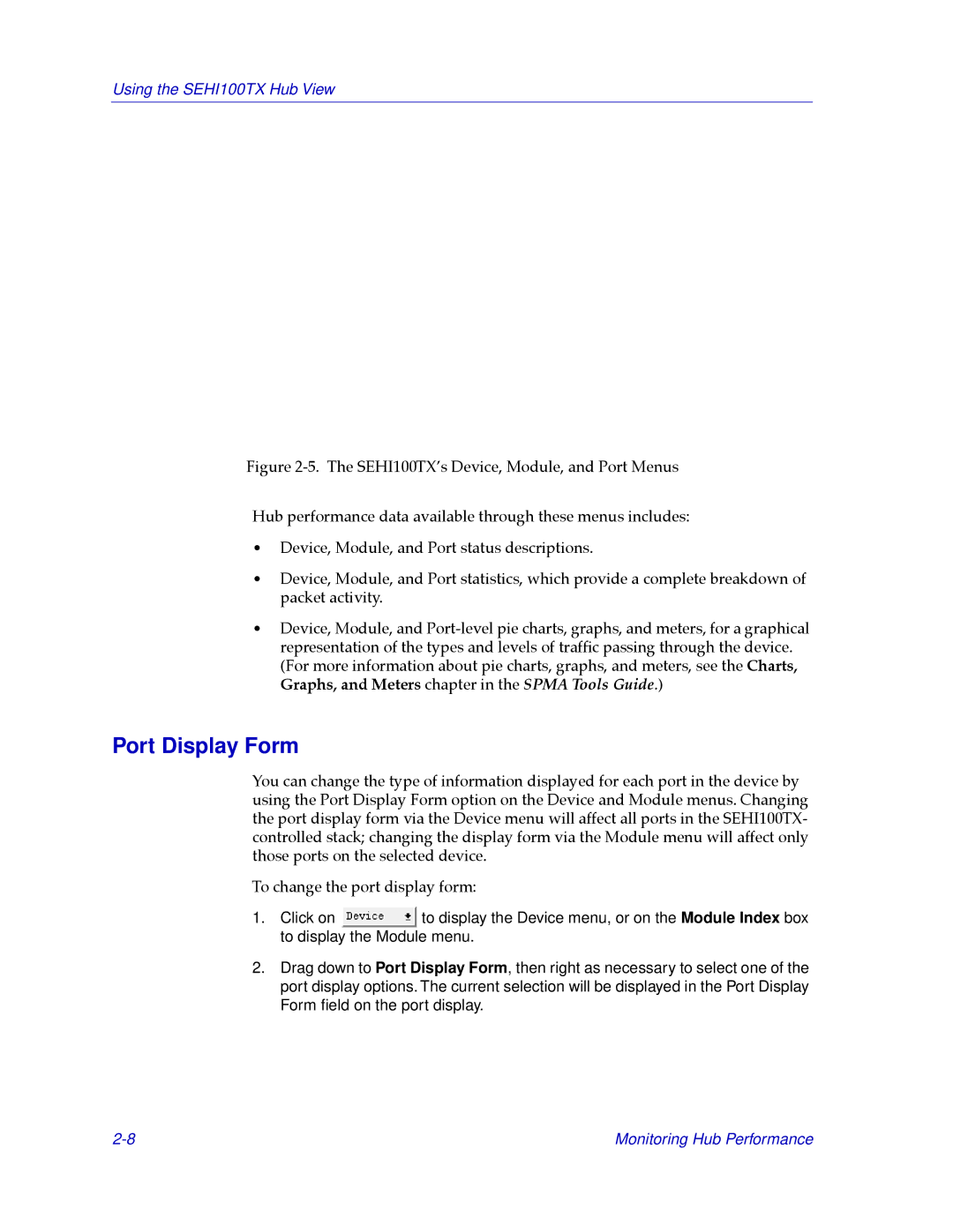 Cabletron Systems SEHI100TX-22 manual Port Display Form 