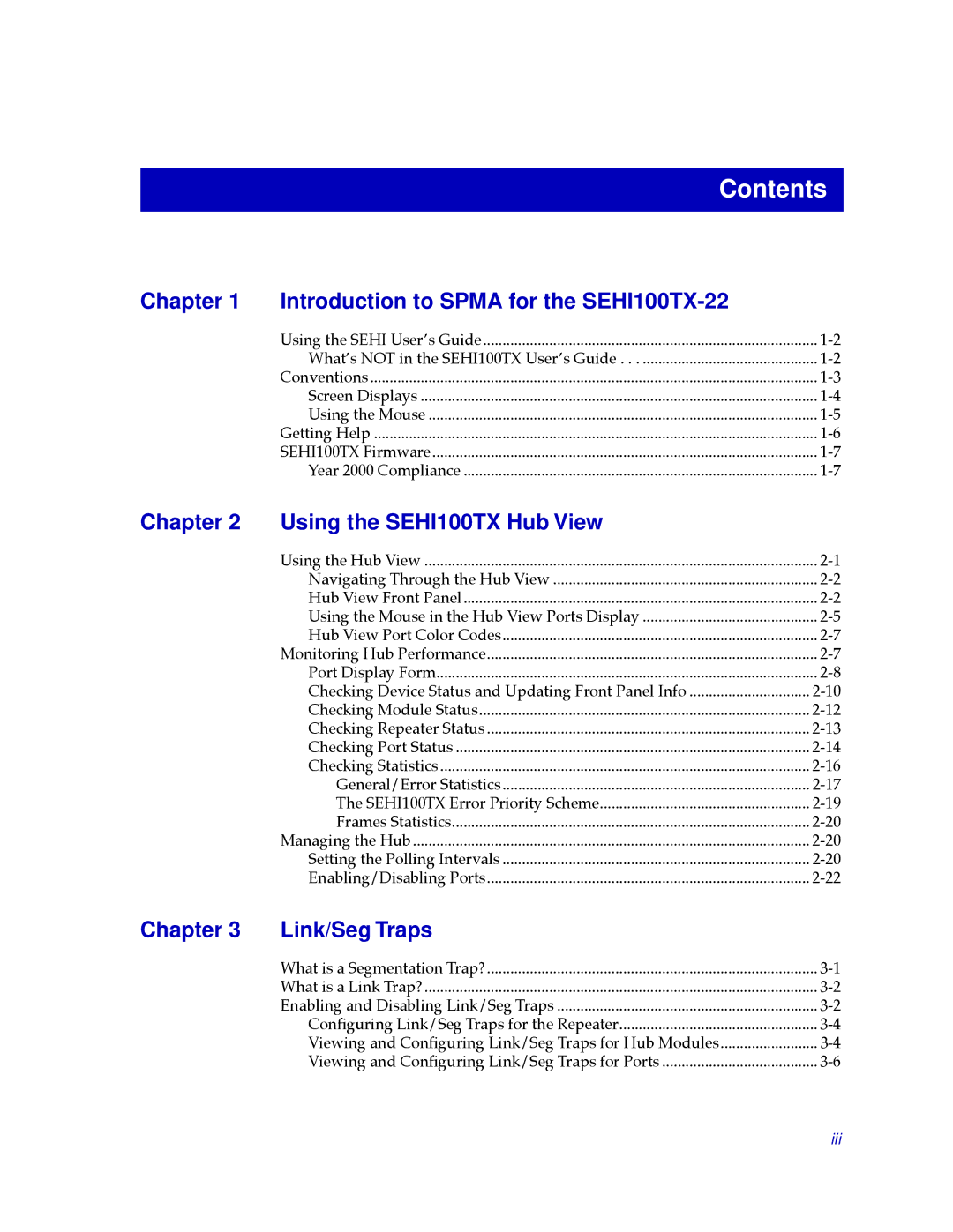 Cabletron Systems SEHI100TX-22 manual Contents 