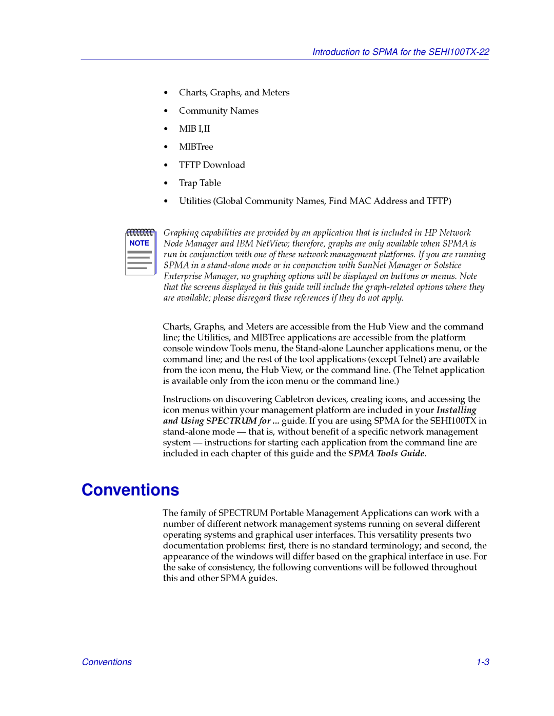 Cabletron Systems SEHI100TX-22 manual Conventions, ¥ Mib I,Ii 