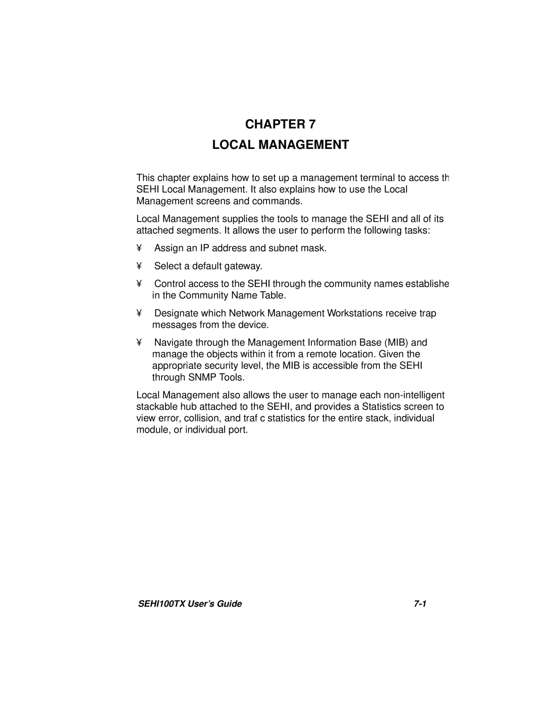 Cabletron Systems SEHI100TX-22 manual Chapter Local Management 